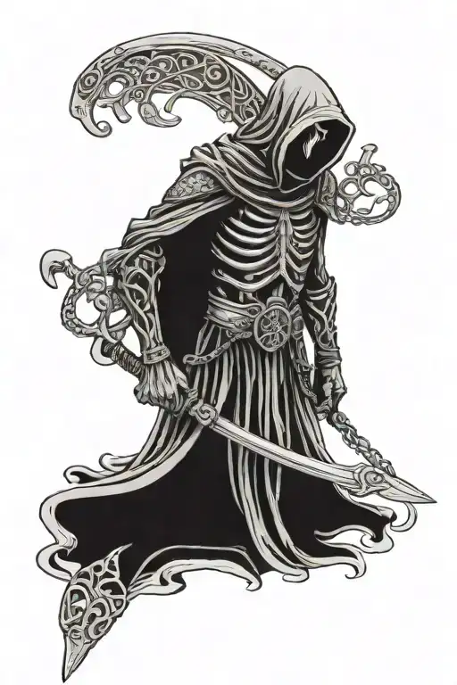 Grim Reaper Wearing Celtic Armor With Chain Wrapping Around