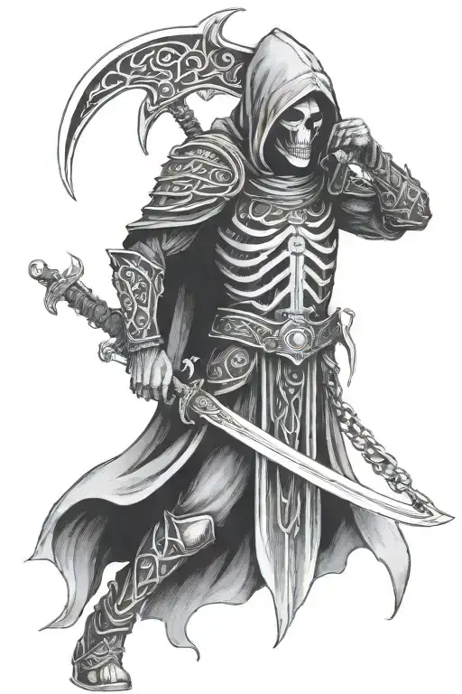 Grim Reaper Wearing Celtic Armor With Chain Wrapping Around