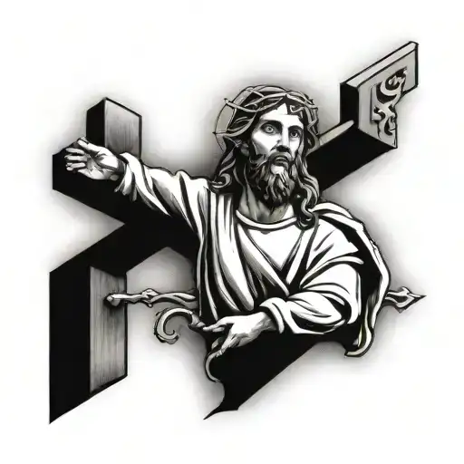 Jesus And Cross In 3D