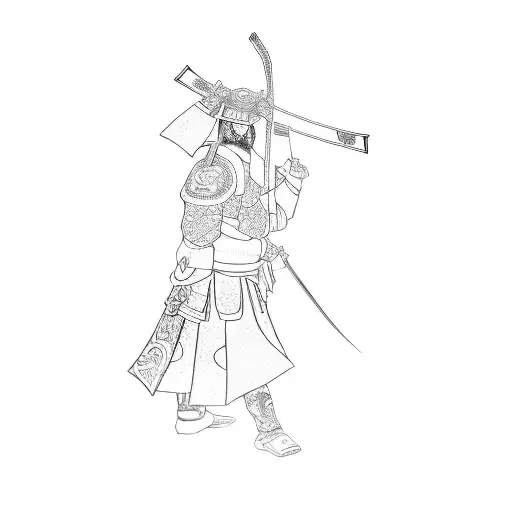 A Samurai With A Katana