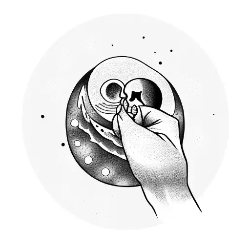 Hand Holding A Candle With A Moon