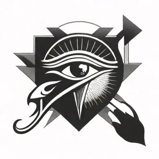 Eye Of Horus With Sun Light Pointing Towards The Eye