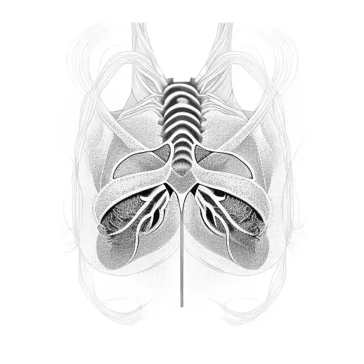 Lung Cancer With Abstract Flowying Design For Women's Ribs