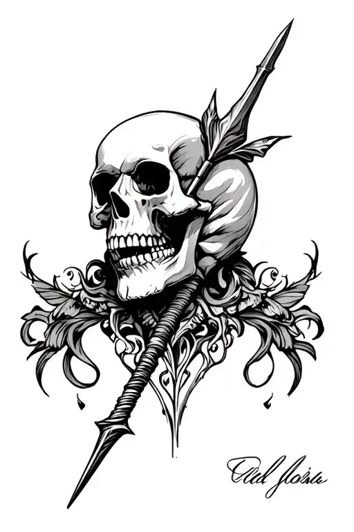 Skull With Spear Piercing