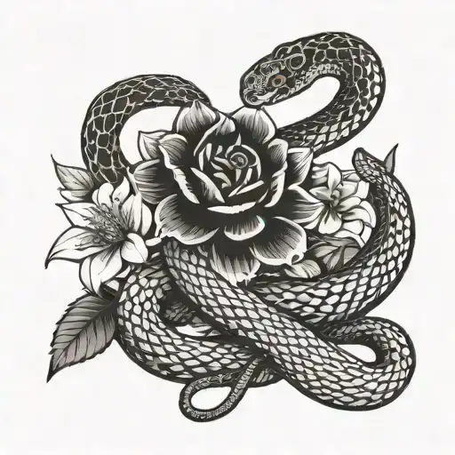 Snake And Flowers