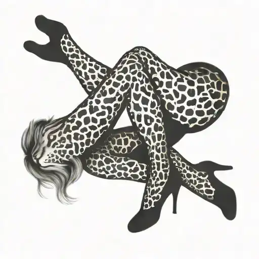 Crossed Raised Up Female Legs In Leopard Tights