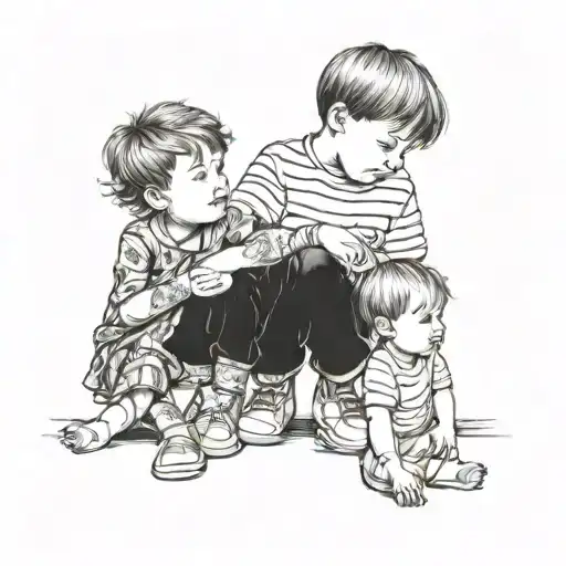 Little Boy With His Gradparents