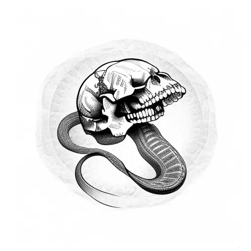 Snake Passing Through A Skull From The Bottom Up