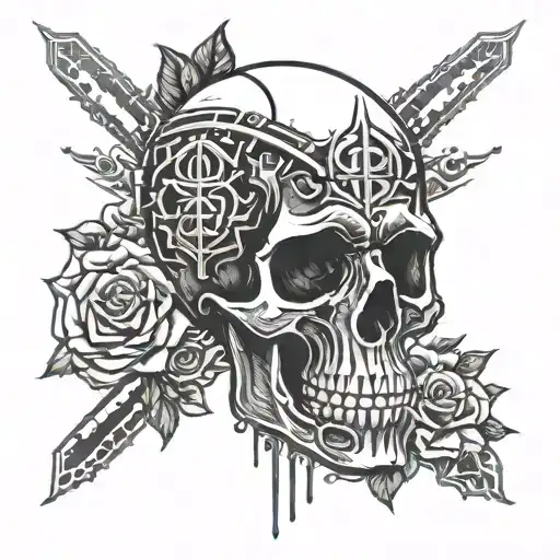 Skull Surrounded Whit Rammstein Logo