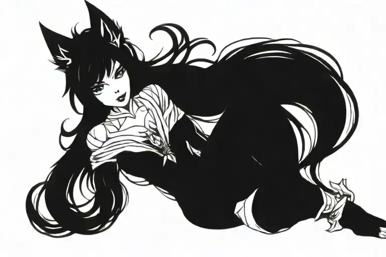 Ahri League Of Legends Goth Spirit Laying