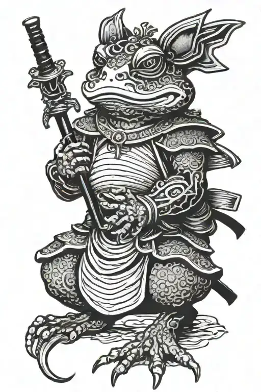 Samurai Frog Smoking