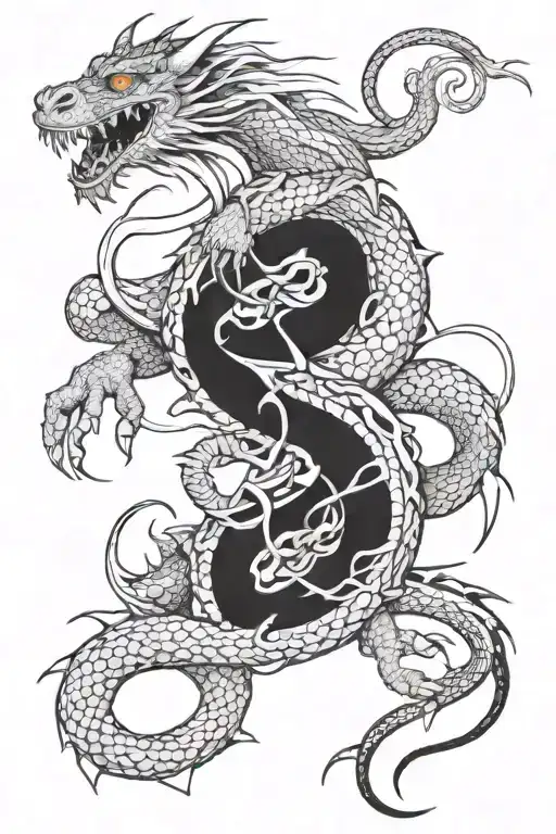Dragon With A Rat In It's Claws Surrounded By A Snake With A Tiger On It's Back