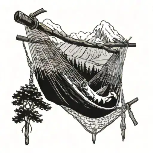 Hammock With Mountain Scene In Background