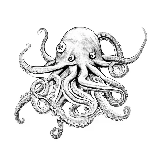 Octopus With Tentacles Around A Heart