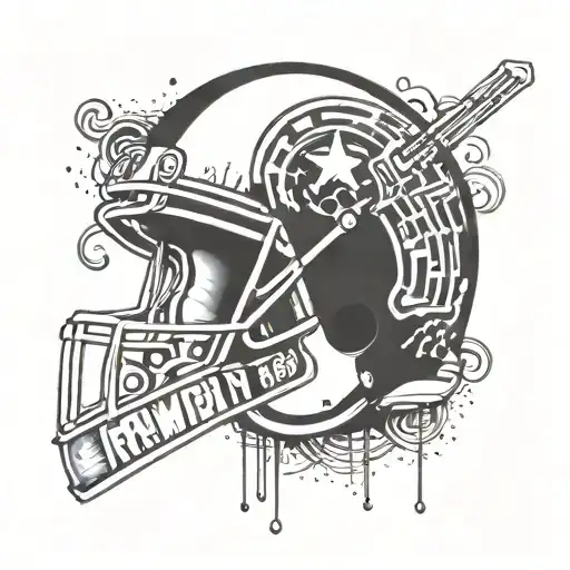 A Tattoo Design Of A Football Helmet With A Ska Music Design Incorporated Into It