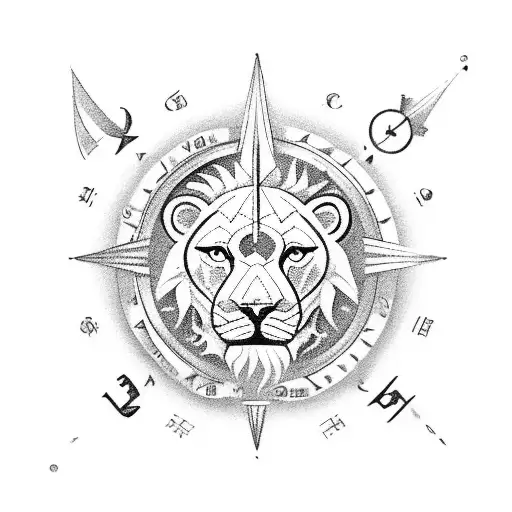 The Zodiac Sign Of The Lion Combined With A Sailing Compass