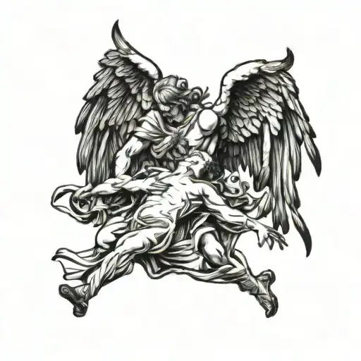 An Angel Saving A Man From The Destiny Of Drug Addiction