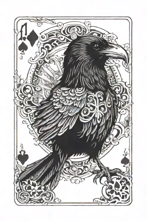 Raven With Playing Card Featuring