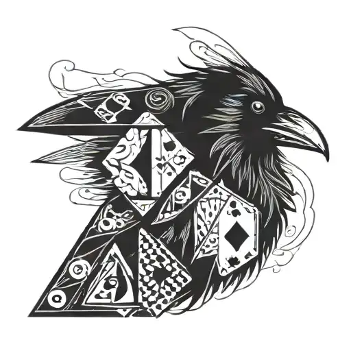 The Shape Of A Raven Made Entirely Out Of Playing Cards