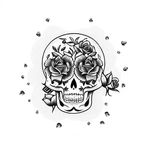 Sugar Skull With Roses And Watch