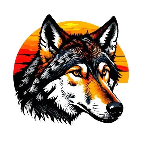 Wolfs And Trees Colors Sunset