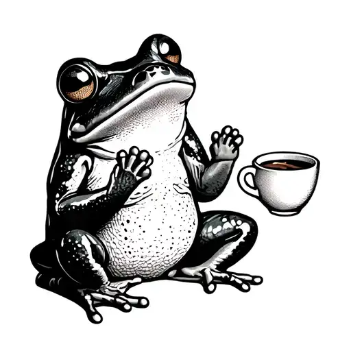 Frog Holding A Mug Of Coffee