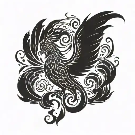 Phoenix Rising Fiery Mythical