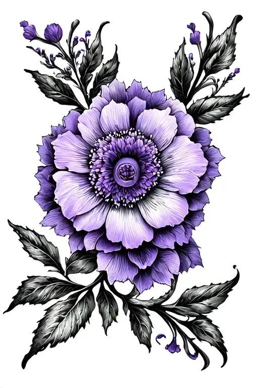 Violet Flower With Leo Zodiac Sign