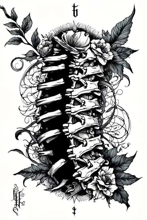 Spine Tattoo Featuring Script Writing