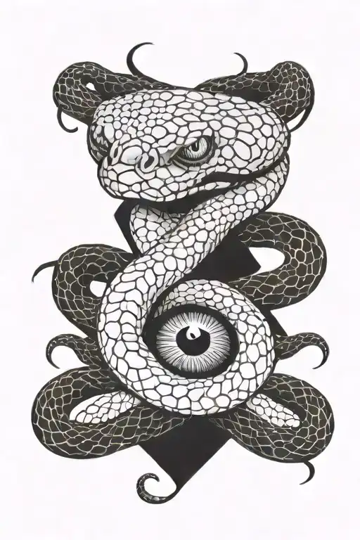 Snake Holding A Eye In The Middle Long