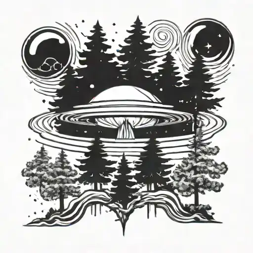 Saturn With Pine Tree Forest On It