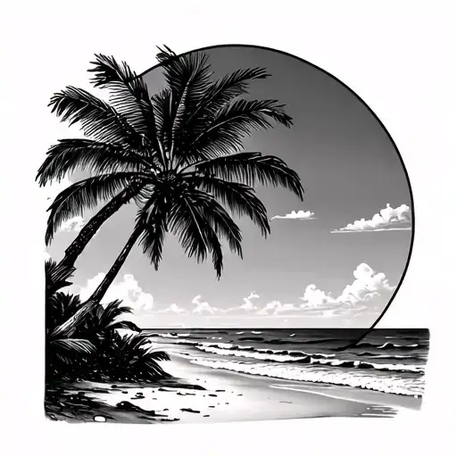 Beach Scene With Palm