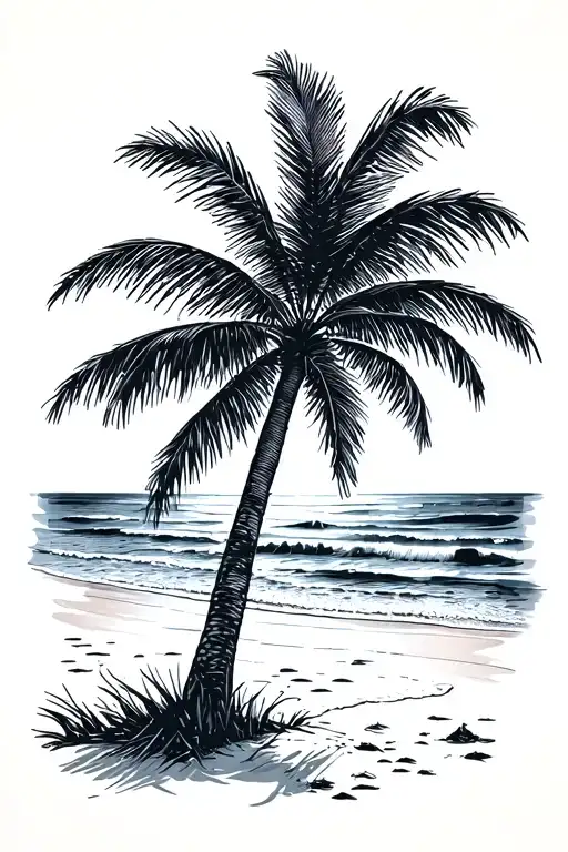 Beach Scene With Palm