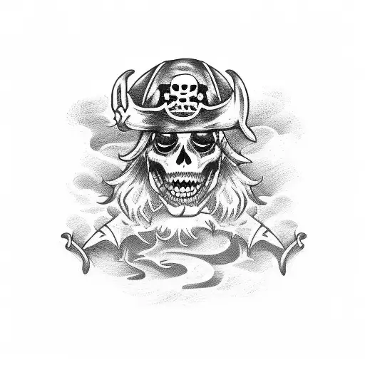 Crazy Pirate Captain In The Deck Of A Pirate Ship