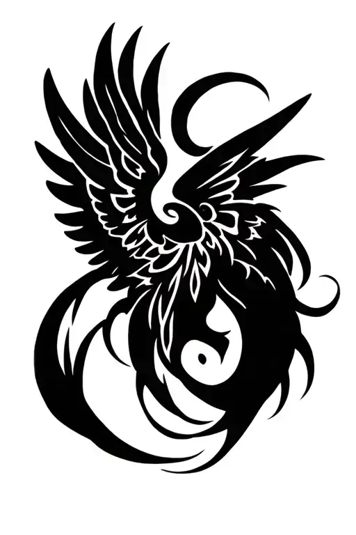 Black Tribal With Angel Wings