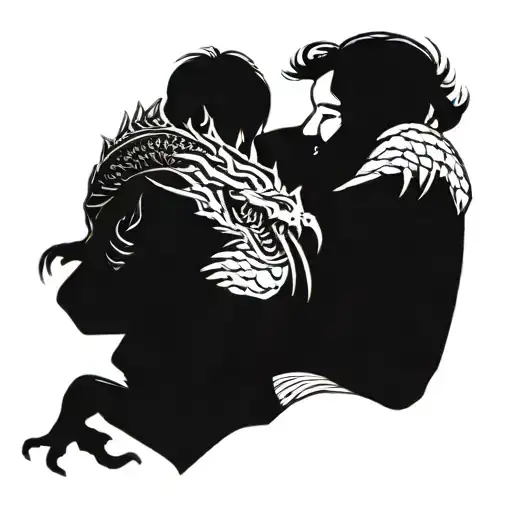 Father And Son With Dragon Image