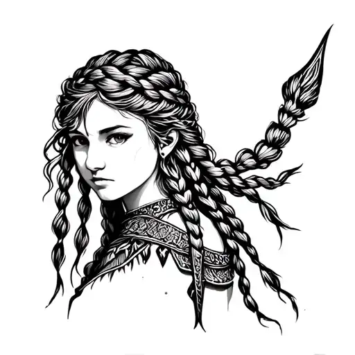 Nordic Viking Girl With Plaits