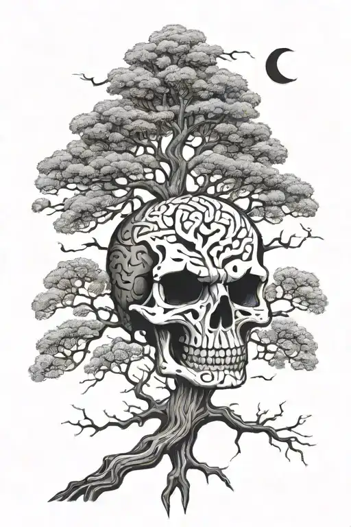 Trees Form Skull Face