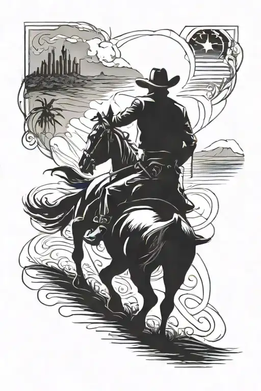 Cowboy Horse Rodeo Sillohuette