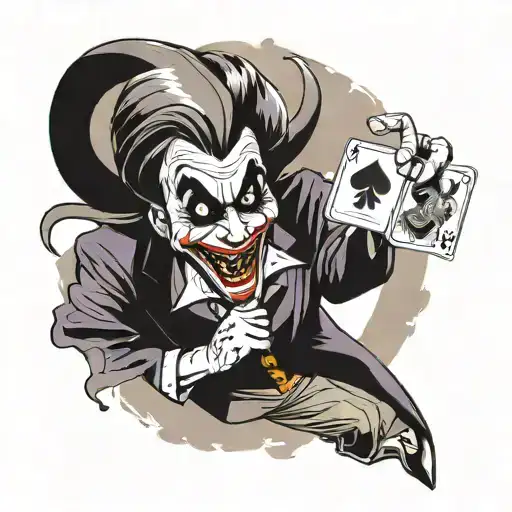 The Joker From Batman From The 1992 Cartoon Rejoicing And Holding A Joker Card In His Hand