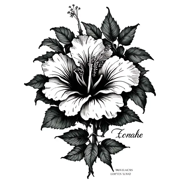 Hibiscus Flower With Vines And A Name Incorporated