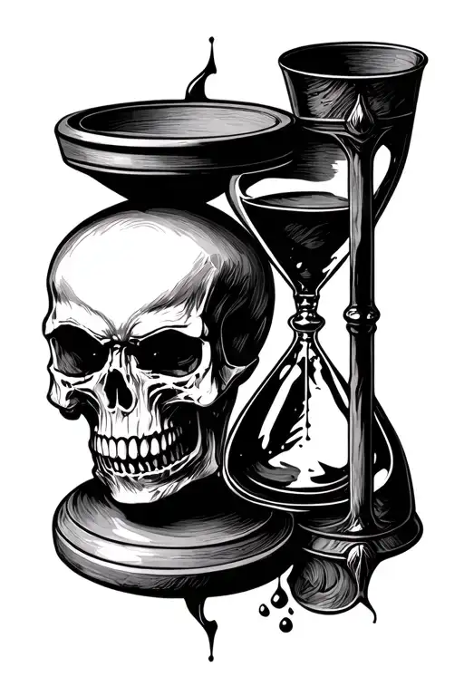 Hour Glass With Skull