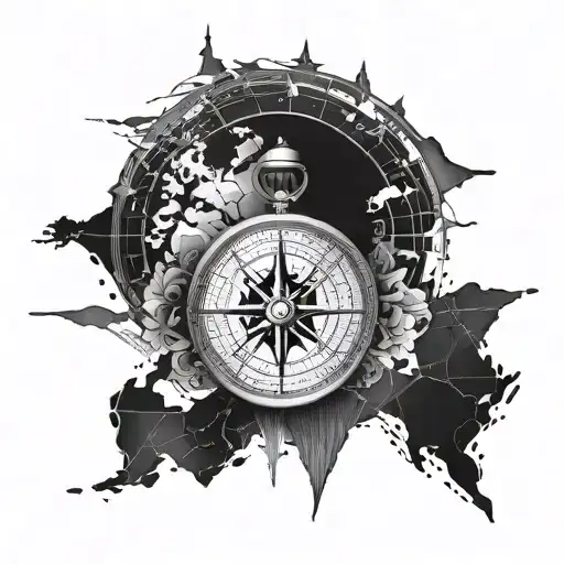 Compass Combine With A World Map