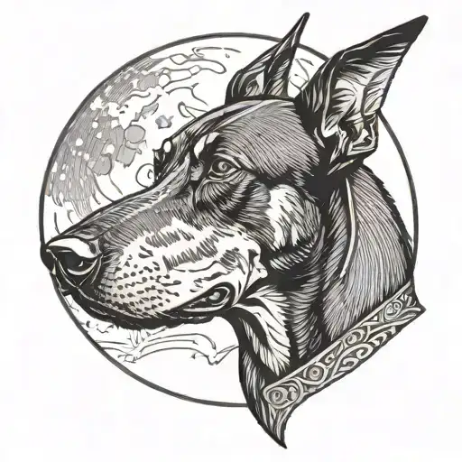 Doberman And The Moon