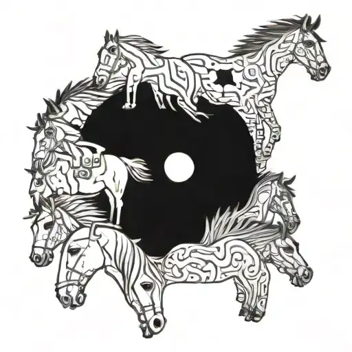 7 Horses Inside One Horse Face