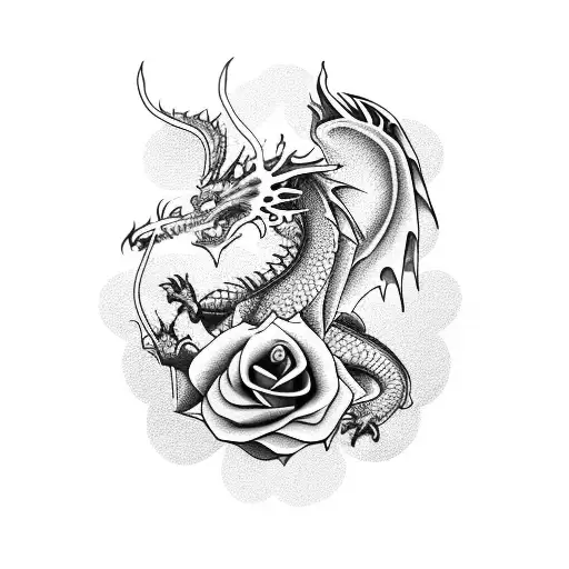 Dragon With Rose