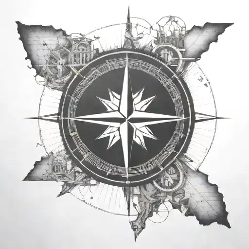 A Compass Rose Incorporating The Nfl Logo And A Map Of Bucharest