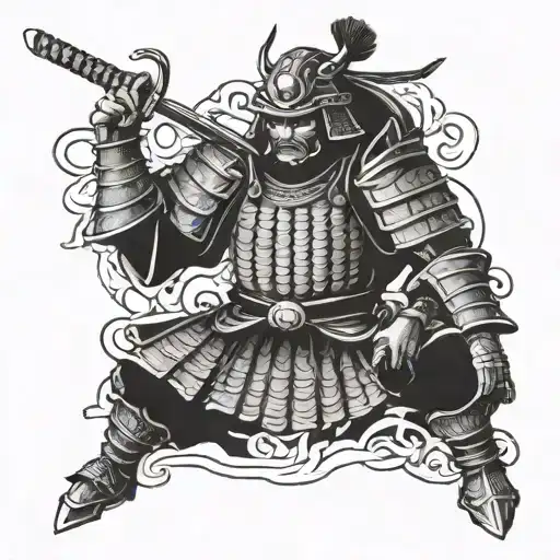 Samurai Warrior In Traditional Japanese Armor