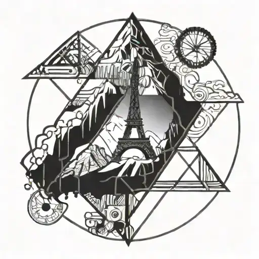 Geometric Climbing Gear Intertwined With Travel Landmarks