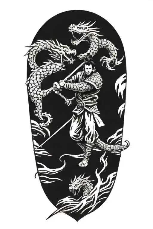 Sea And Samurai And Dragon